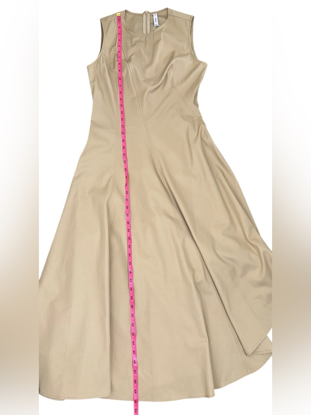 Mango Asymmetrical Flared Dress Ecru Cotton Lyocell Midi Size 4 NWT - Picture 6 of 16